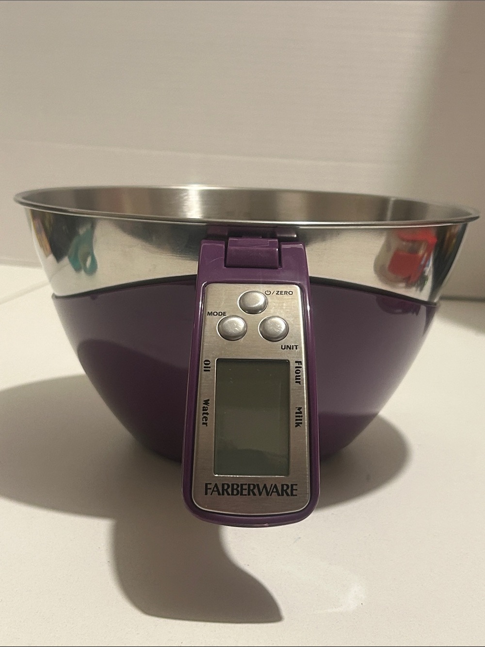 Farberware Purple and Silver Digital Measuring Bowl